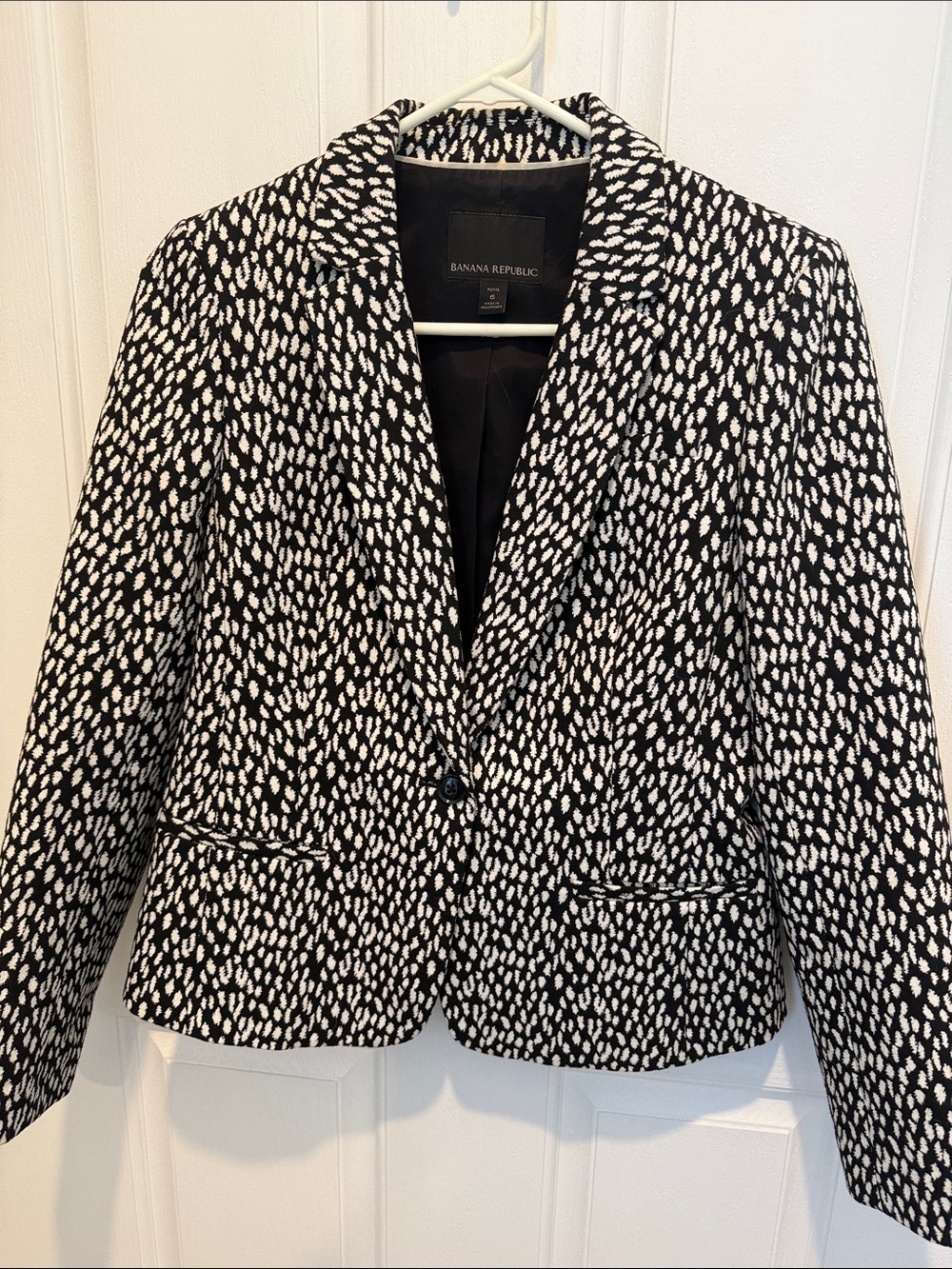 Banana Republic Black and White Speckled Women's Blazer